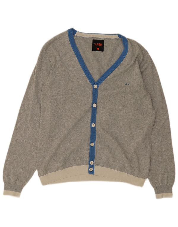 Sun68 Mens Cardigan Sweater Medium Grey Colourblock Cotton