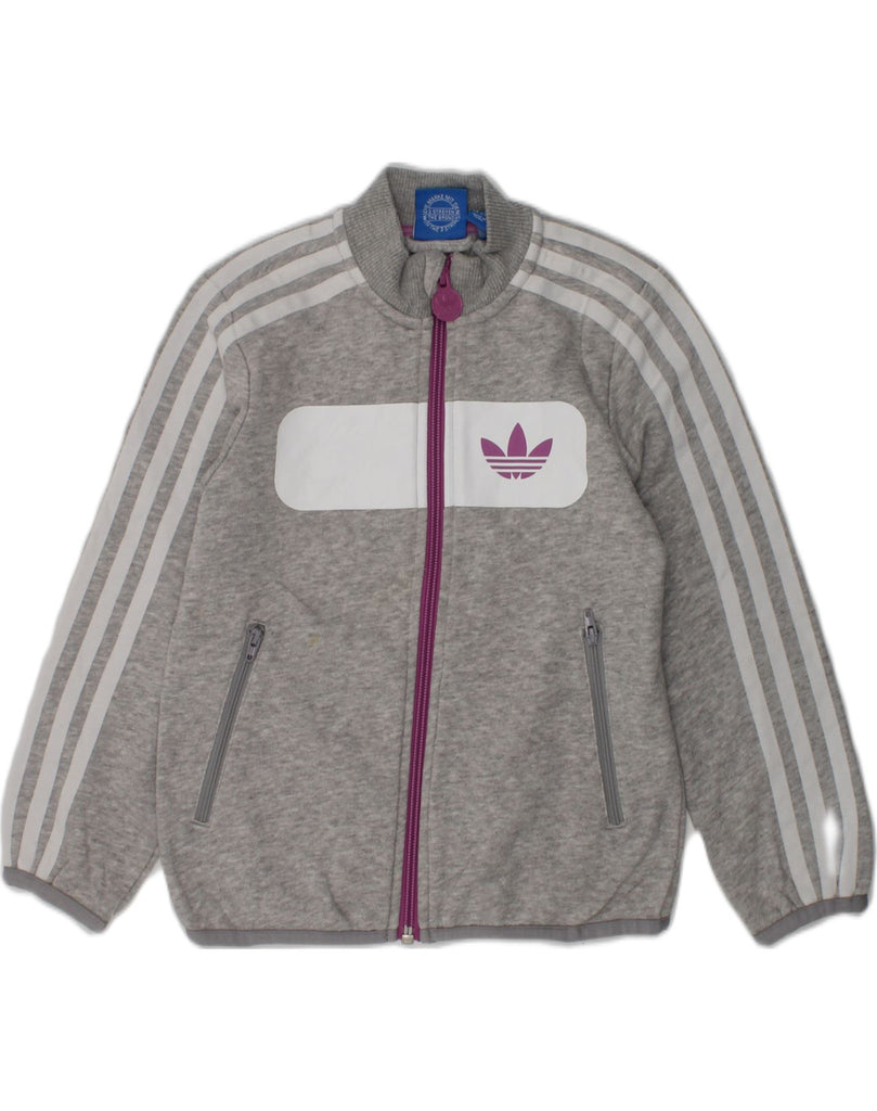 ADIDAS Girls Tracksuit Top Jacket 5-6 Years Grey Colourblock Cotton | Vintage Adidas | Thrift | Second-Hand Adidas | Used Clothing | Messina Hembry 