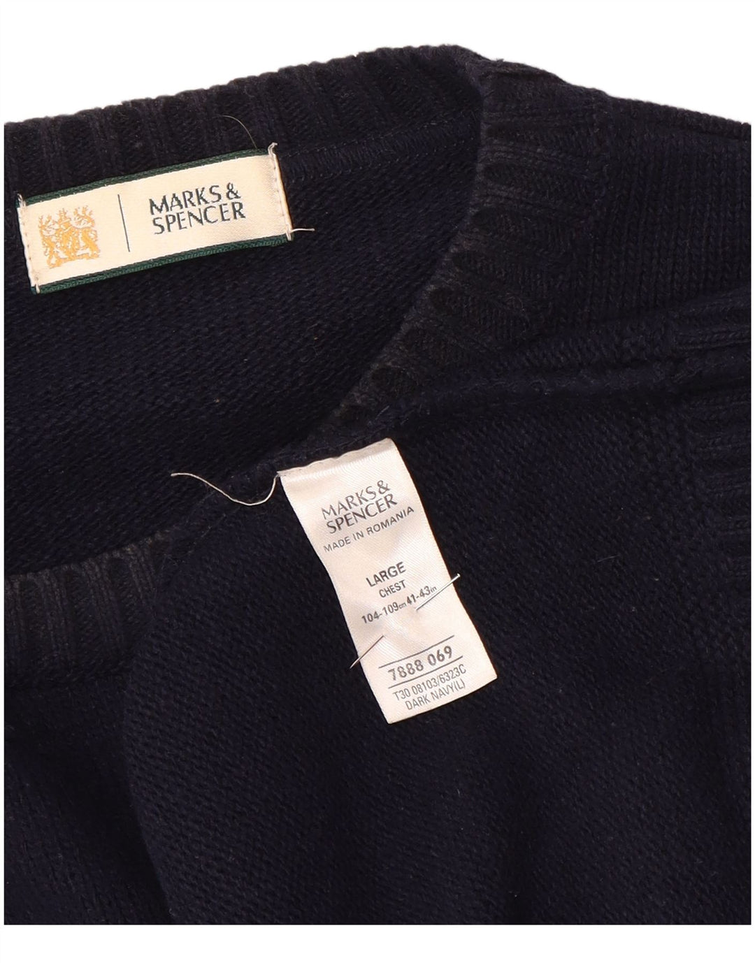 Marks & Spencer Mens Boat Neck Jumper Sweater Large Navy Blue Acrylic
