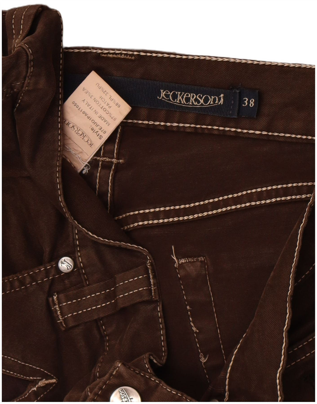 Jeckerson Mens Straight Jeans W38 L30 Brown Cotton
