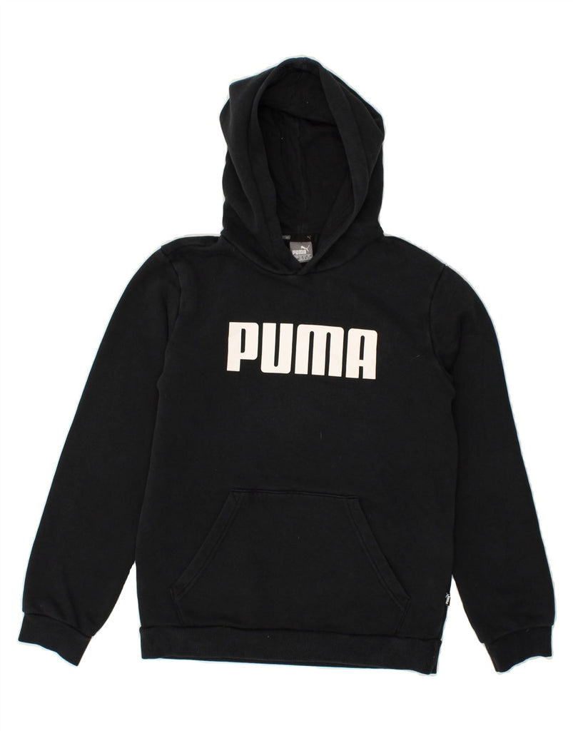 PUMA Boys Graphic Hoodie Jumper 11-12 Years Black Cotton | Vintage Puma | Thrift | Second-Hand Puma | Used Clothing | Messina Hembry 