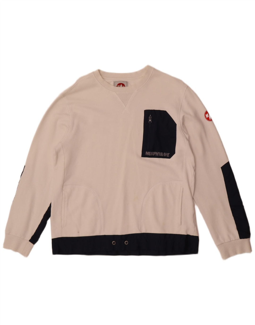 Murphy & Nye Mens Sailmakers Sweatshirt Jumper Large White Colourblock