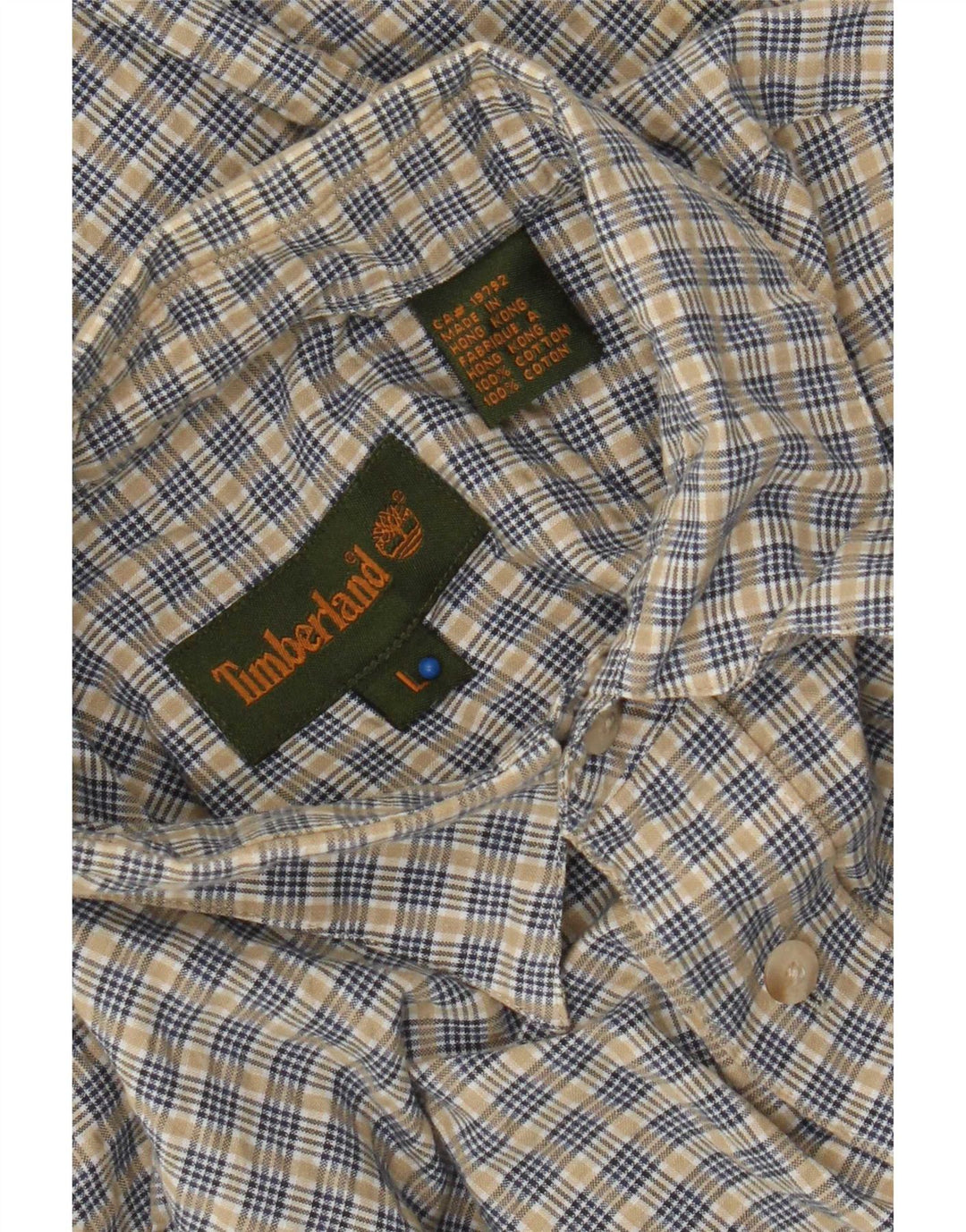 Timberland Mens Shirt Large Beige Check Cotton