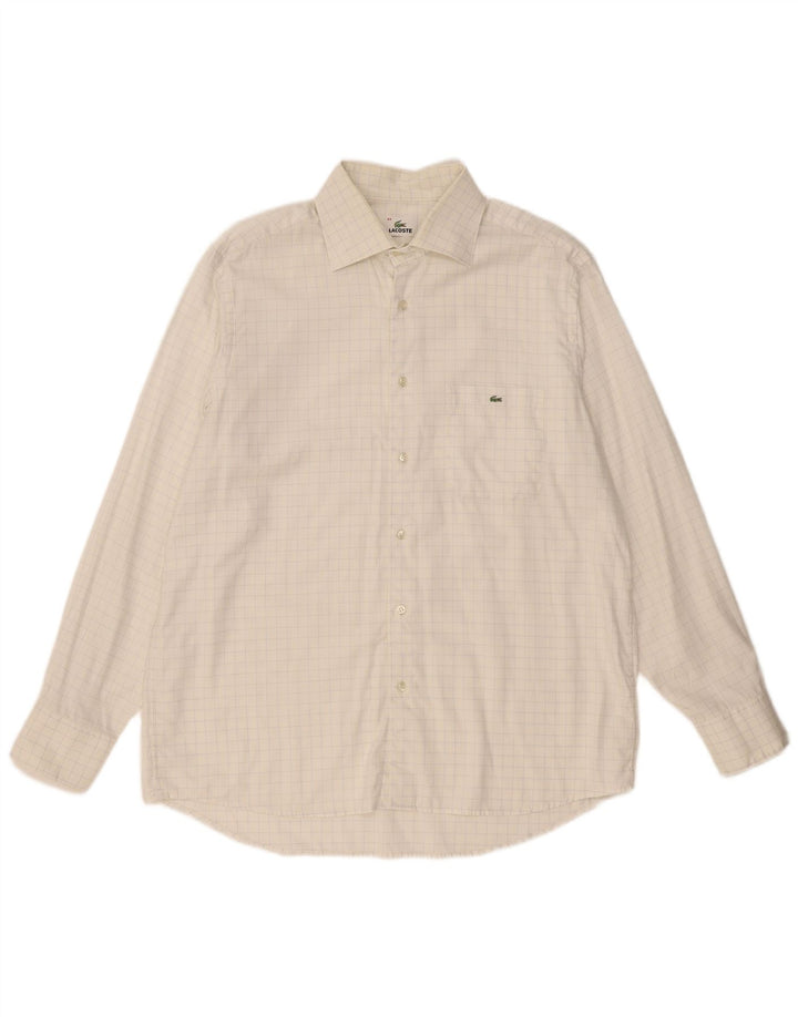 Lacoste Mens Shirt Size 44 XL White Check Cotton