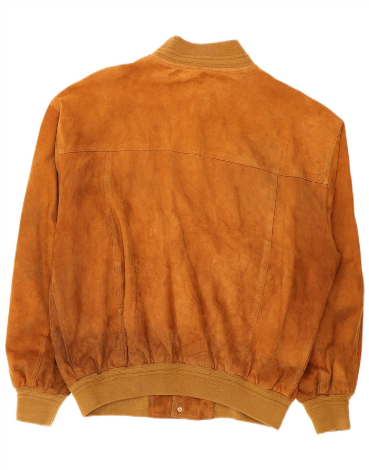 Vintage Mens Suede Jacket IT 54 2XL Brown Leather