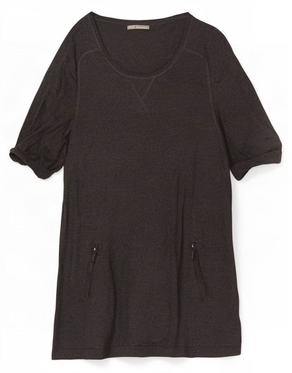 Marks & Spencer Womens Short Sleeves Jumper Dress UK 16 Large Grey Viscose