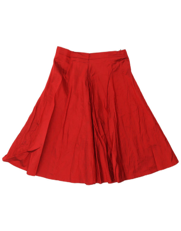 Vintage Womens High Waist Midi Flared Skirt IT 40 Small W26 Red