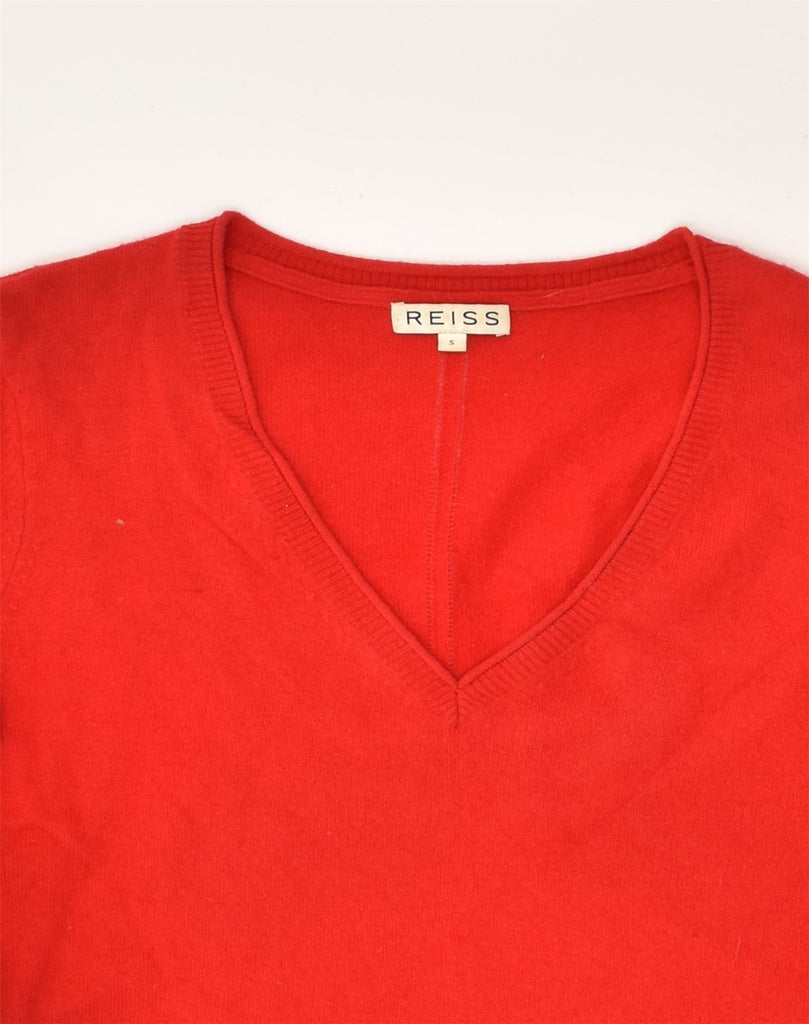 REISS Womens V-Neck Jumper Sweater UK 10 Small Red Wool | Vintage Reiss | Thrift | Second-Hand Reiss | Used Clothing | Messina Hembry 