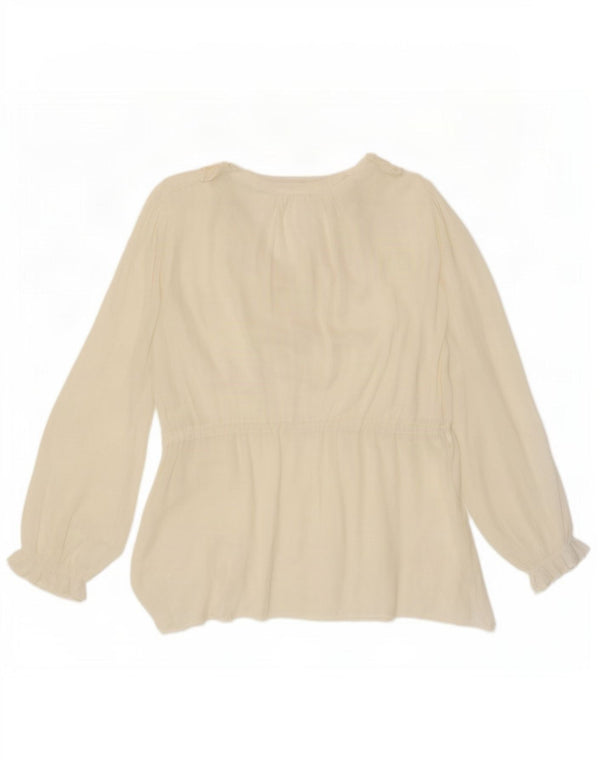 Zara Womens Long Sleeve Blouse Top UK 10 Small Off White Polyester