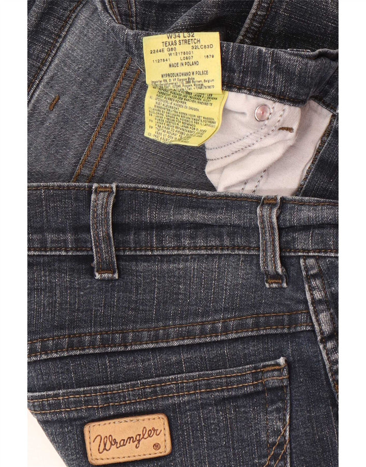 Wrangler Mens Texas Stretch Straight Jeans W34 L32 Blue Cotton