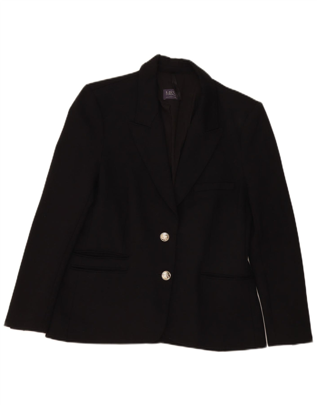 Marks & Spencer Womens 2 Button Blazer Jacket UK 12 Medium  Black Viscose