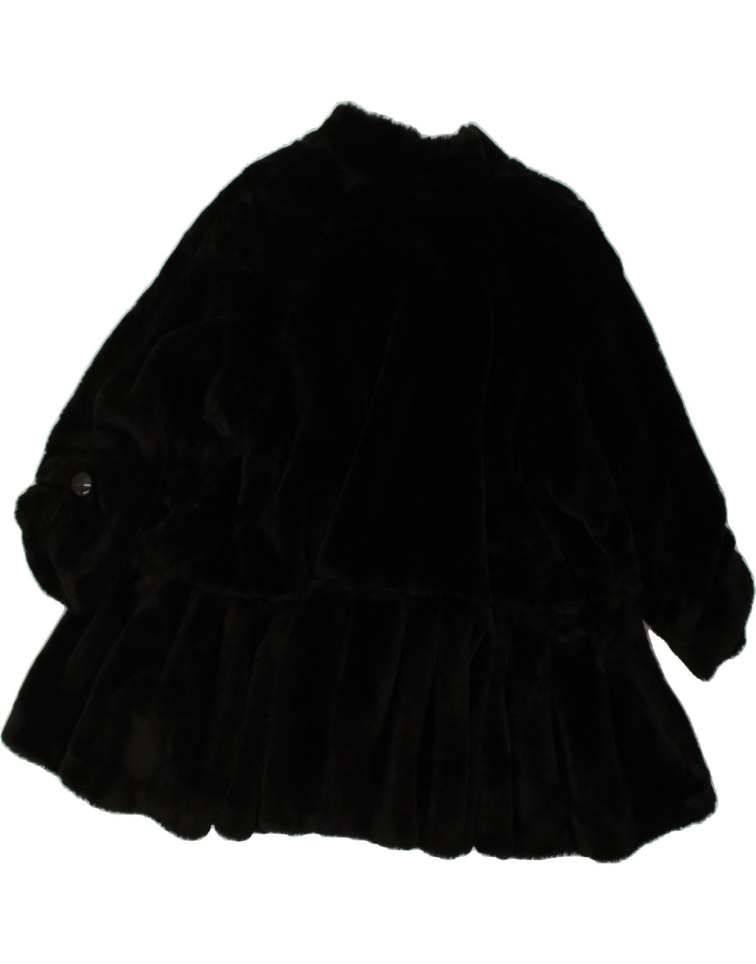 VINTAGE Womens Faux Fur Overcoat UK 10 Small Black