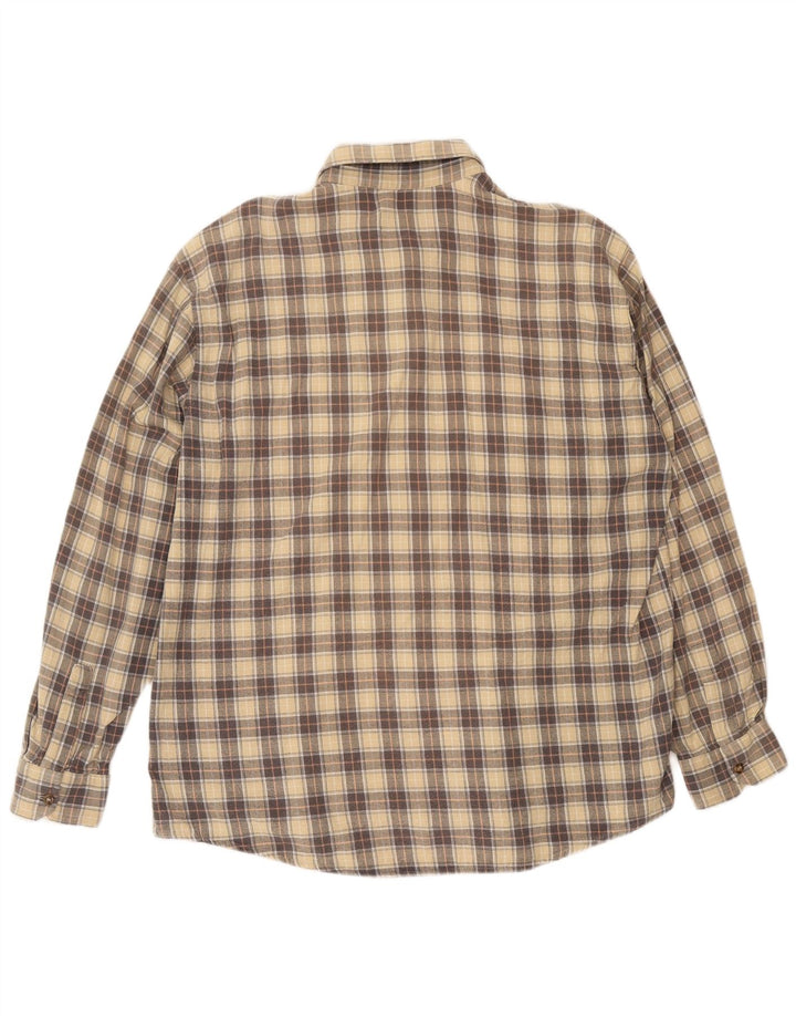 European Project Mens Checked  Flannel Shirt XL Beige Plaid Cotton