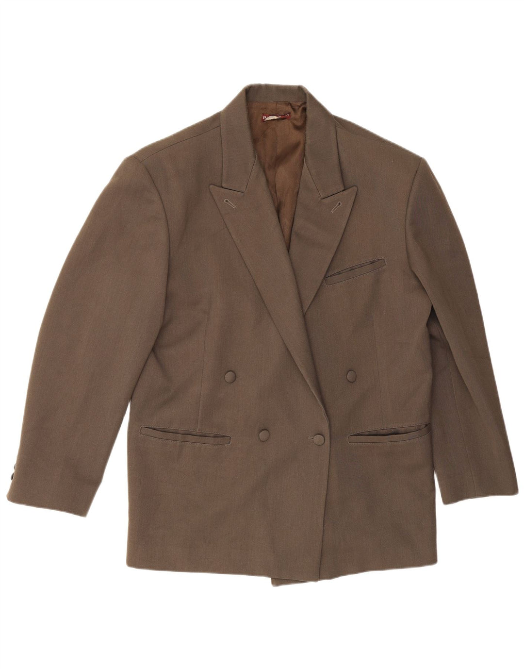 Vintage Mens Double Breasted Blazer Jacket IT 52 XL Brown Polyester