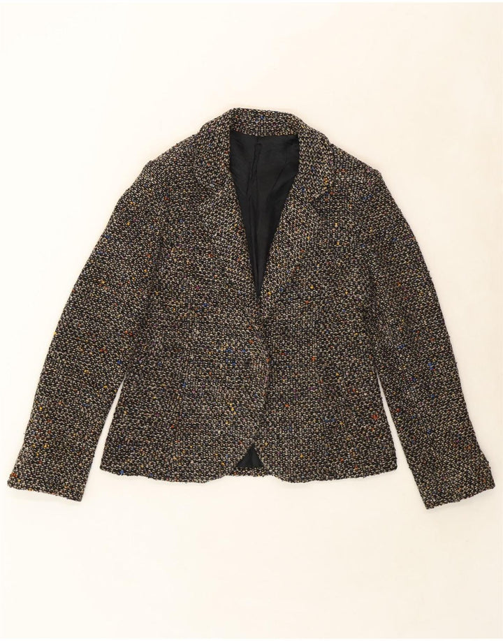VINTAGE Womens 1 Button Blazer Jacket UK 14 Large Grey Flecked Vintage Vintage and Second-Hand Vintage from Messina Hembry 