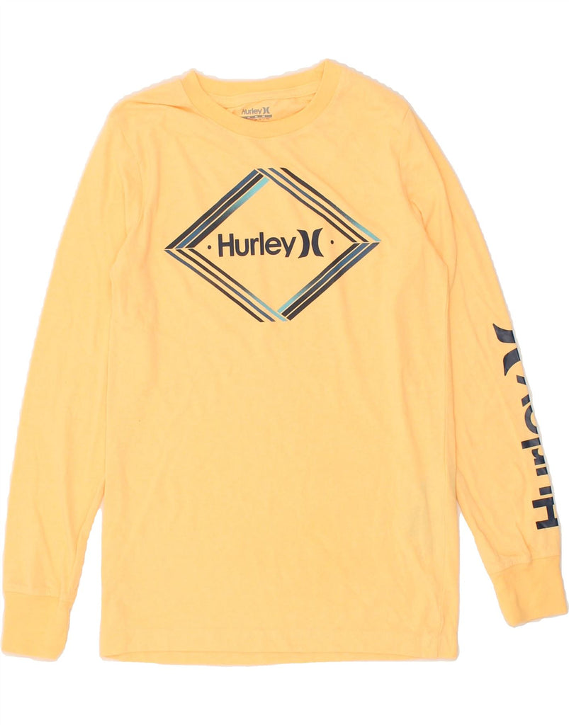 HURLEY Boys Graphic Top Long Sleeve 10-11 Years Medium Yellow Polyester | Vintage Hurley | Thrift | Second-Hand Hurley | Used Clothing | Messina Hembry 