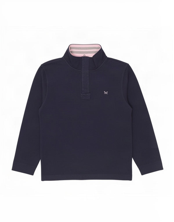 Crew Clothing Mens Zip Neck Sweatshirt Jumper XL Navy Blue Cotton