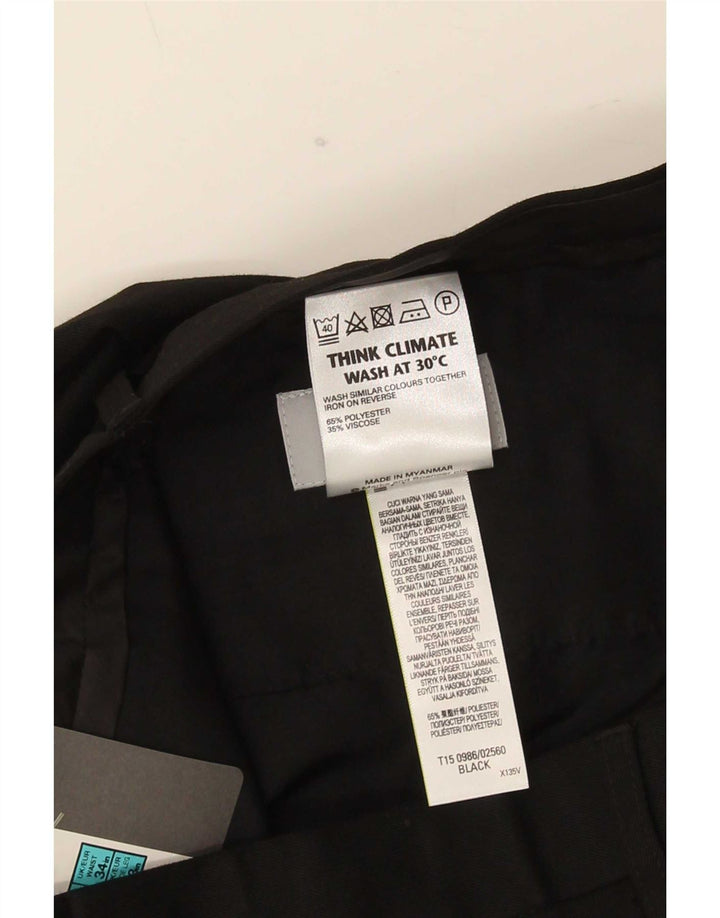 Marks & Spencer Mens Regular Fit Suit Trousers W34 L33 Black Polyester