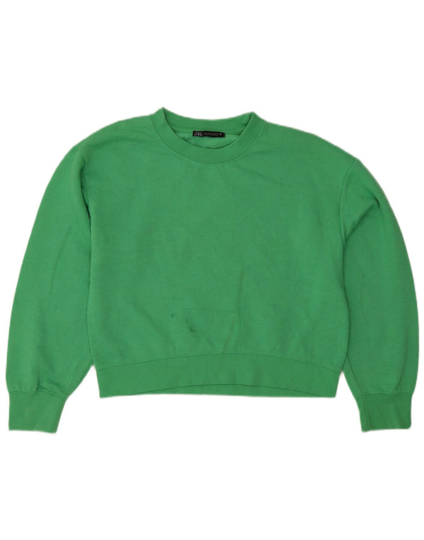 Zara Womens Relaxed Fit Sweatshirt Jumper UK 10 Small Green Polyester