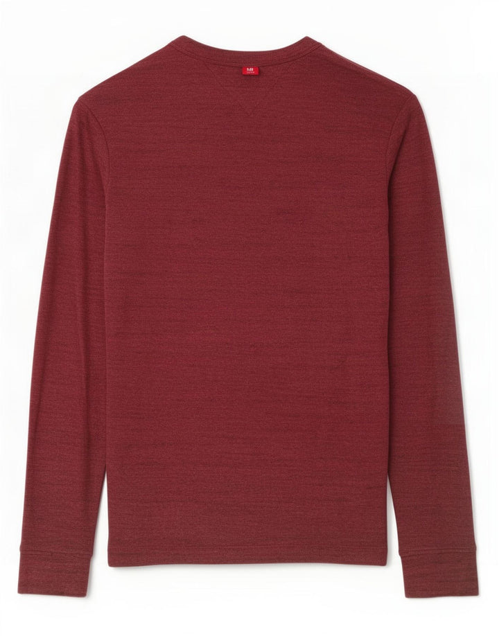 Tommy Hilfiger Mens Top Long Sleeve Medium Burgundy Flecked Cotton