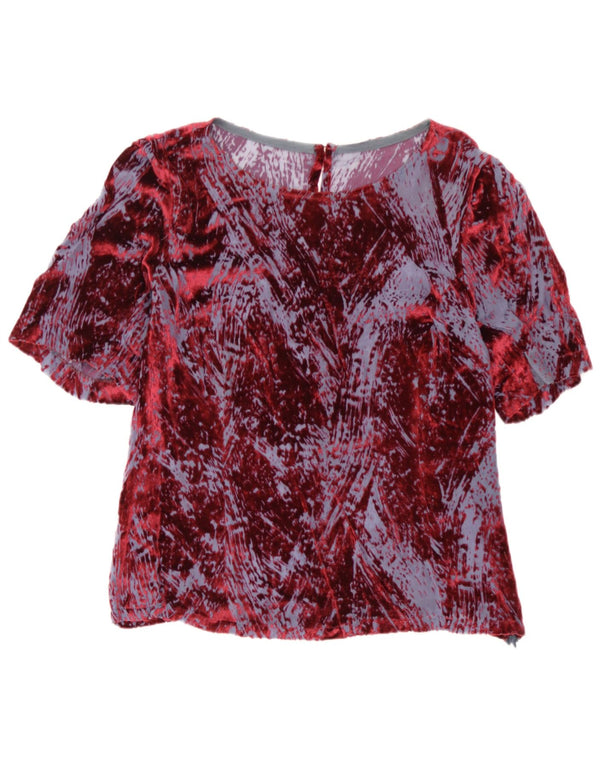 Vintage Womens Abstract Pattern Blouse Top IT 46 Large Burgundy Viscose