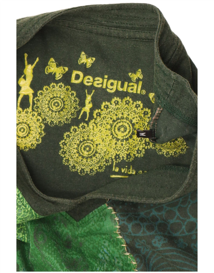 Desigual Womens Graphic T-Shirt Top UK 12 Medium Green