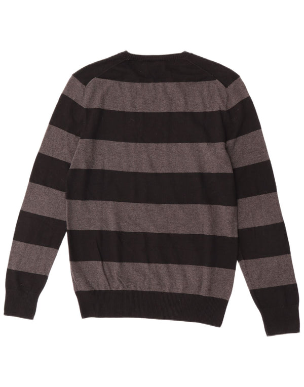 Gap Mens Crew Neck Jumper Sweater Small Grey Striped Cotton