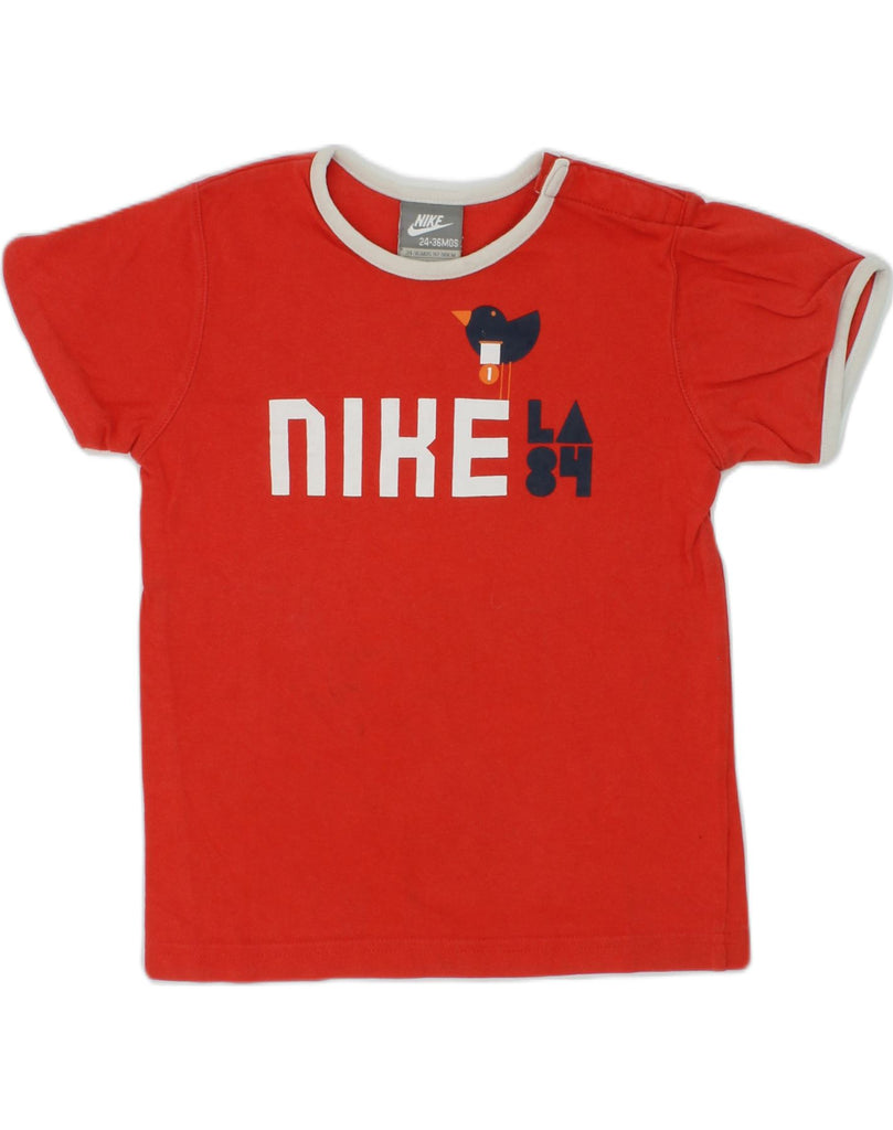 NIKE Girls Graphic T-Shirt Top 2-3 Years Medium Red Cotton | Vintage Nike | Thrift | Second-Hand Nike | Used Clothing | Messina Hembry 