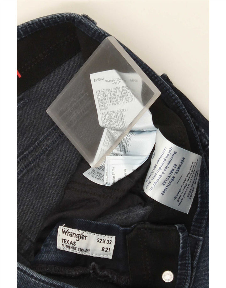 Wrangler Mens Texas Straight Jeans W32 L32 Navy Blue Cotton