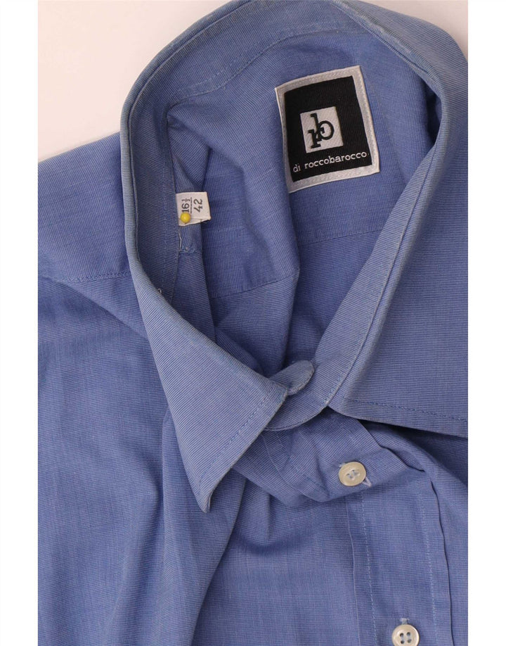 Roccobarocco Mens Shirt Size 42 16 1/2 Large Blue Cotton