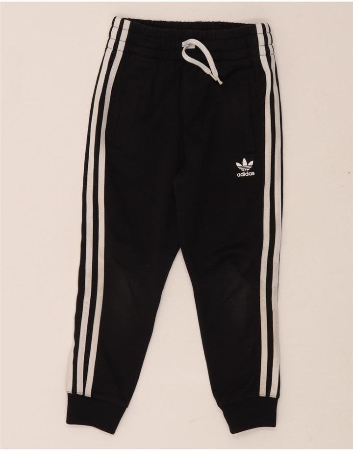 ADIDAS Boys Tracksuit Trousers Joggers 5-6 Years Black Polyester