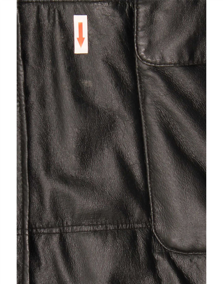 Privilegi Womens Hooded Leather Coat IT 46 Large Black