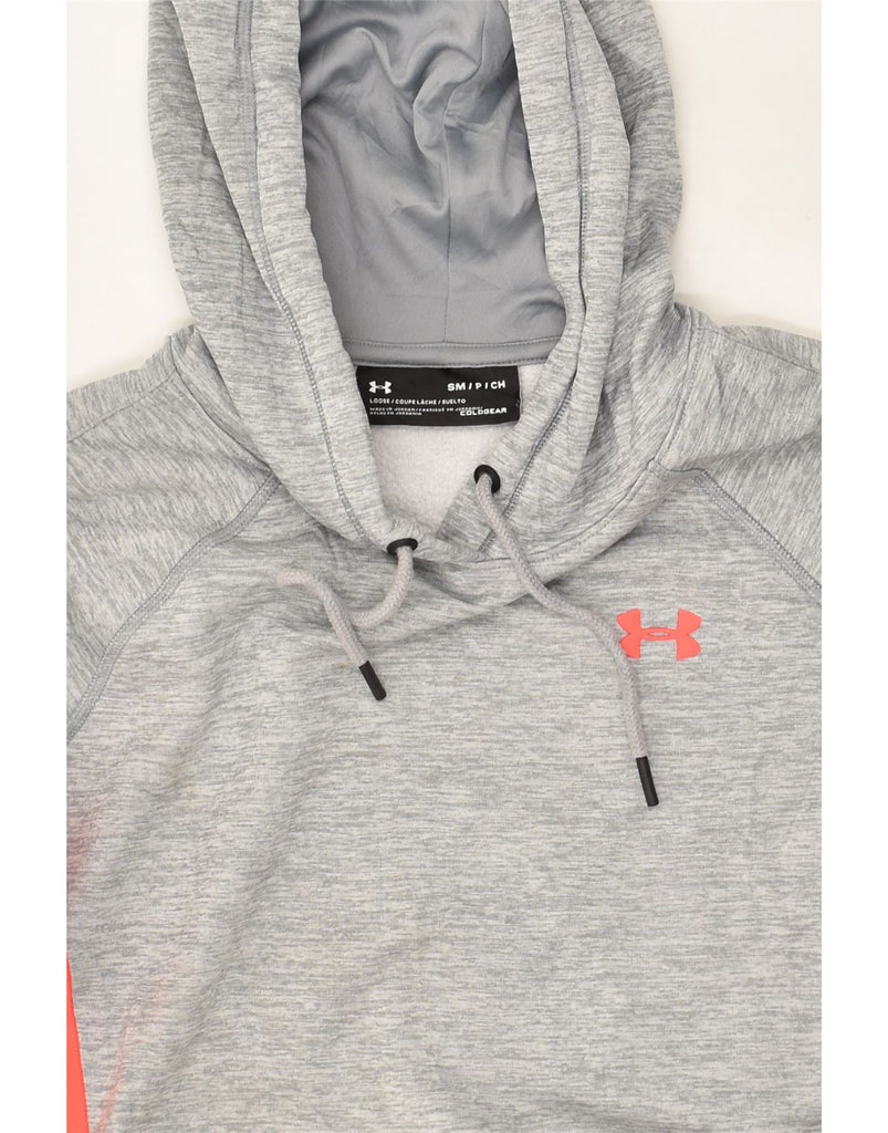 UNDER ARMOUR Mens Cold Gear Hoodie Jumper Small Grey Colourblock Polyester | Vintage Under Armour | Thrift | Second-Hand Under Armour | Used Clothing | Messina Hembry 