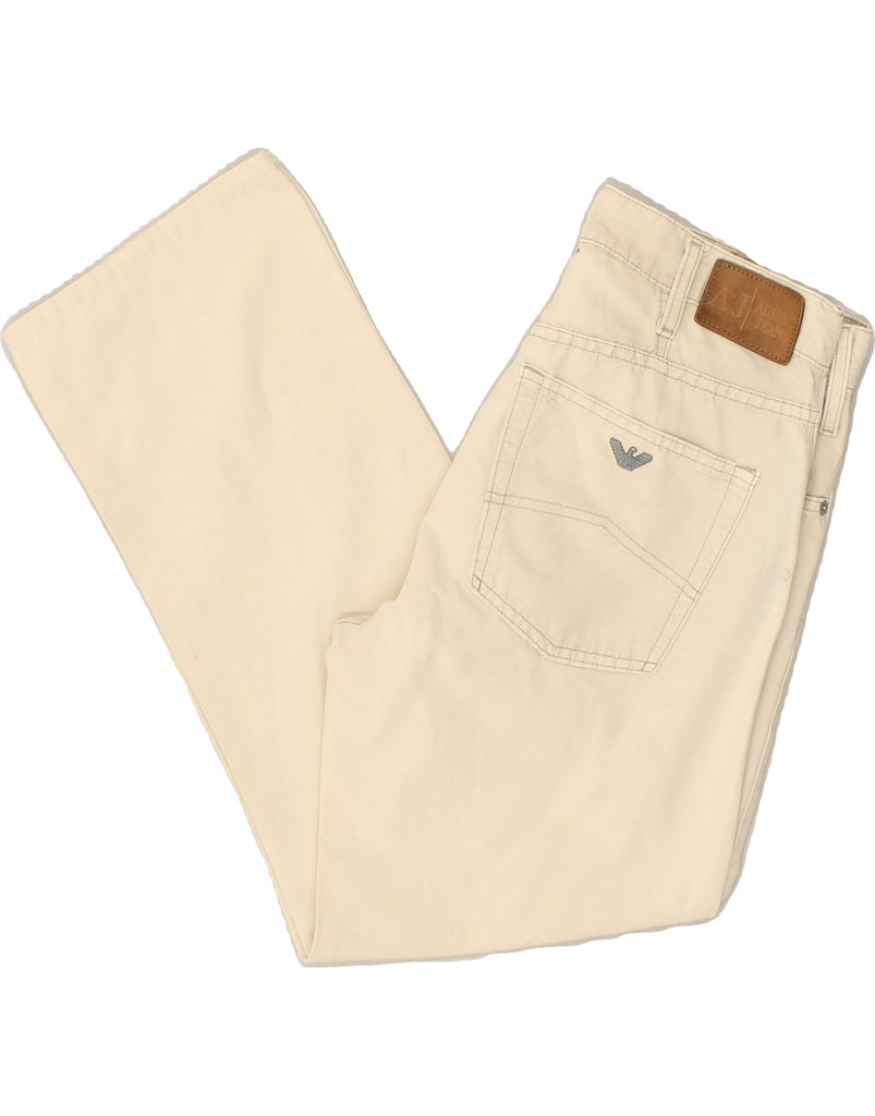 ARMANI JEANS Mens Straight Casual Trousers W33 L26 Beige Linen | Vintage Armani Jeans | Thrift | Second-Hand Armani Jeans | Used Clothing | Messina Hembry 