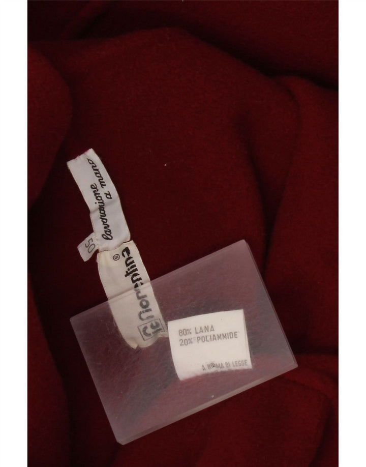 Vintage Womens Oversized Double Breasted Coat IT 50 XL Red Wool