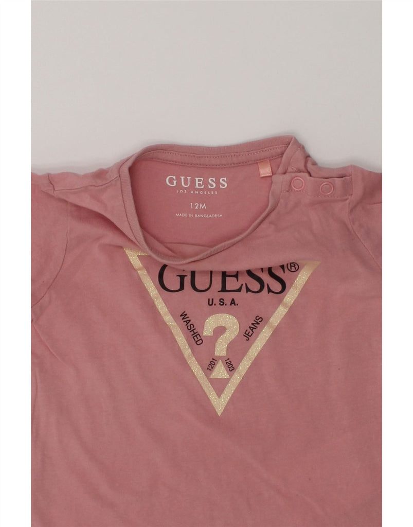 GUESS Baby Girls Graphic T-Shirt Top 9-12 Months Pink | Vintage Guess | Thrift | Second-Hand Guess | Used Clothing | Messina Hembry 