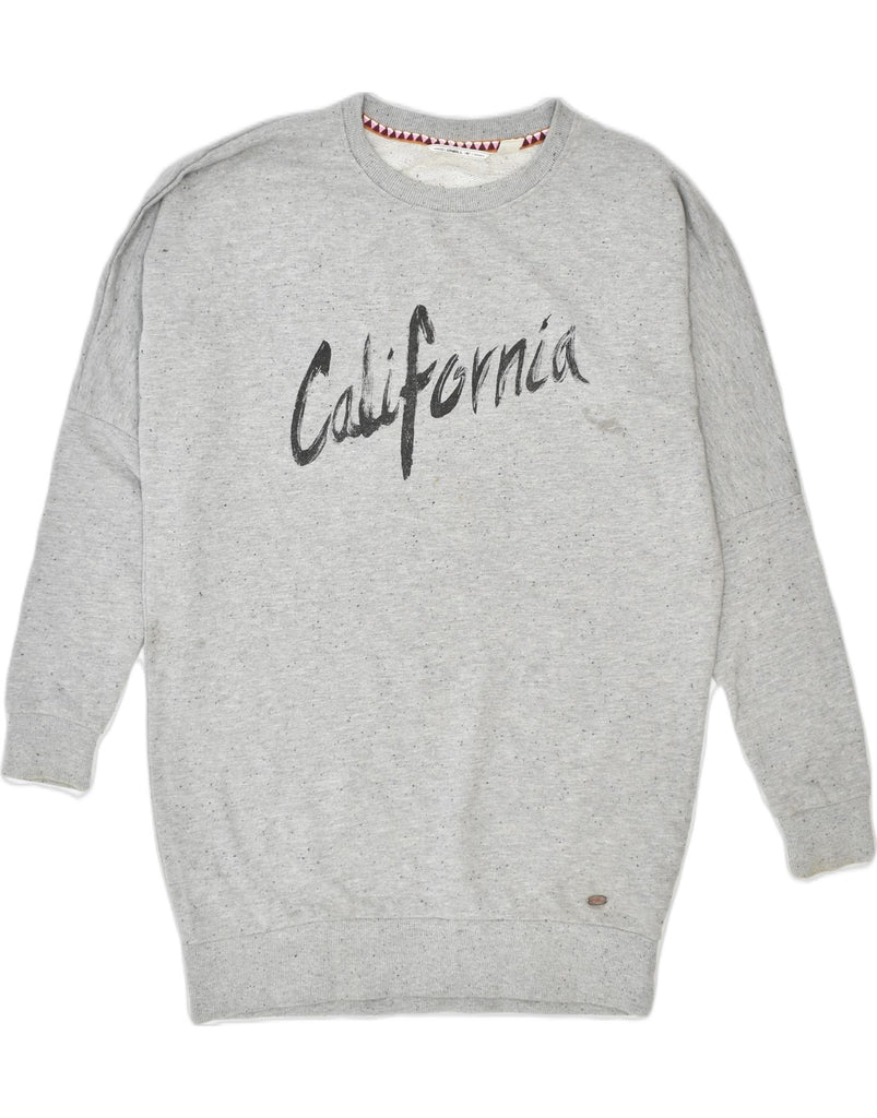 VINTAGE Womens California Longline Sweatshirt Jumper UK 14 Medium Grey | Vintage | Thrift | Second-Hand | Used Clothing | Messina Hembry 