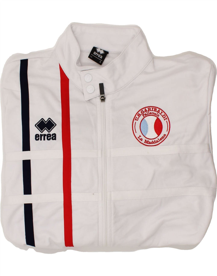 ERREA Mens Graphic Tracksuit Top Jacket Large White Polyester Vintage Errea and Second-Hand Errea from Messina Hembry 