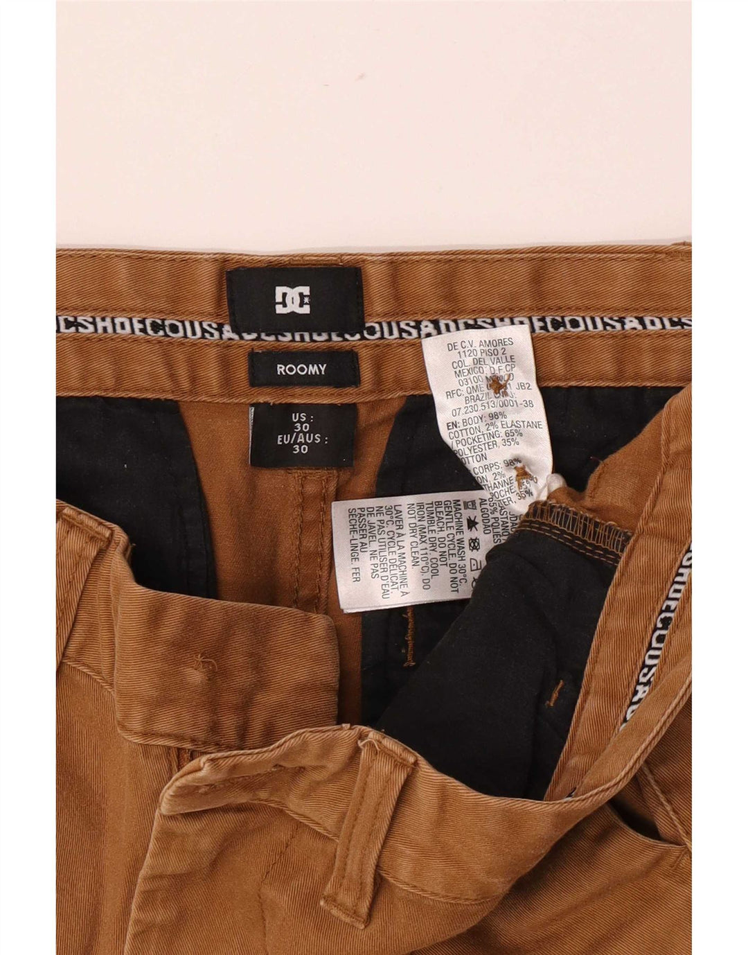 DC Mens Chino Shorts Medium W30 Beige Cotton