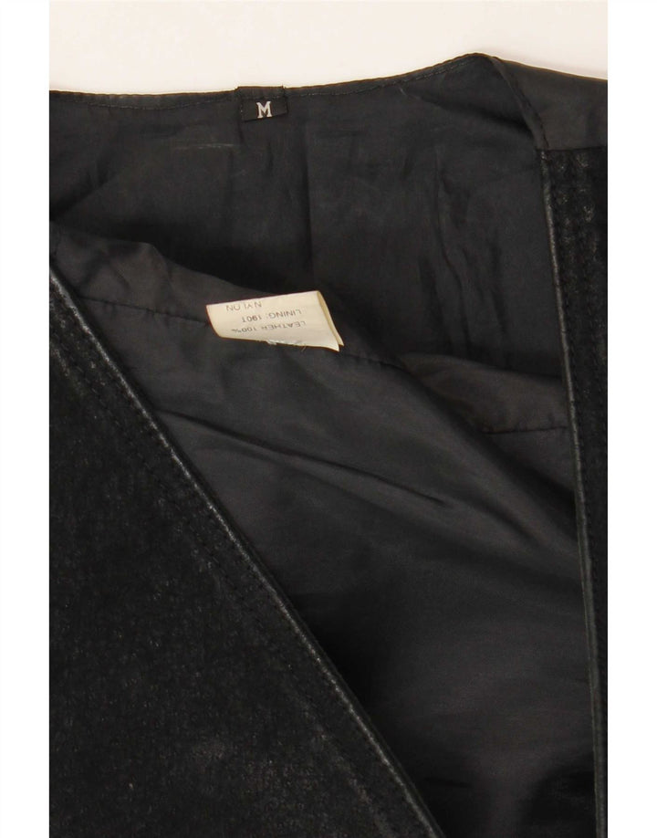 Vintage Mens Suede Waistcoat Medium Black Leather