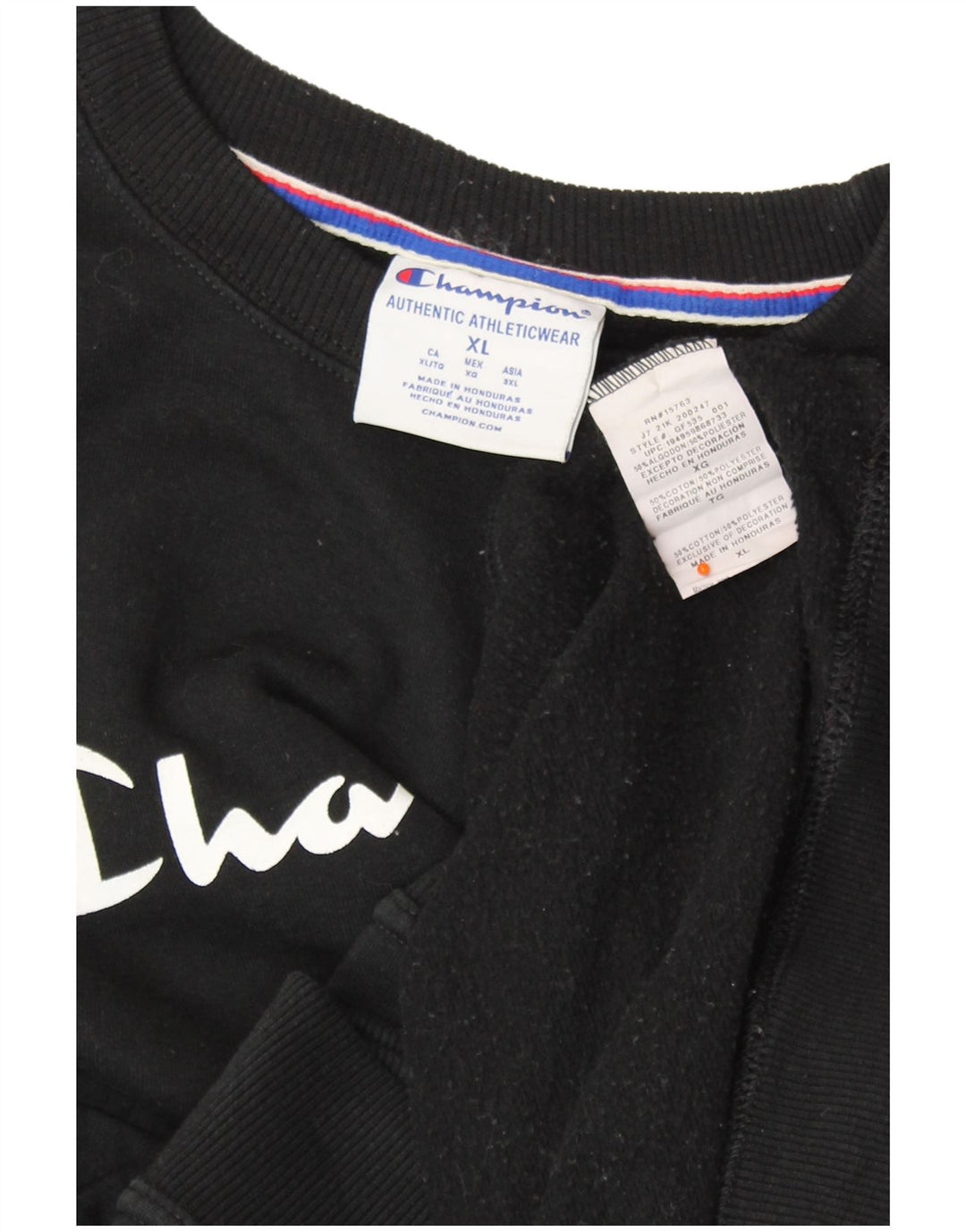 CHAMPION Womens Graphic Oversized Sweatshirt Jumper UK 18 XL Black