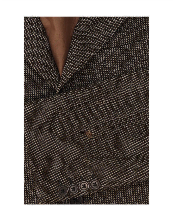 Hugo Boss Mens 3 Button Blazer Jacket EU 50 Large Brown Spotted Wool