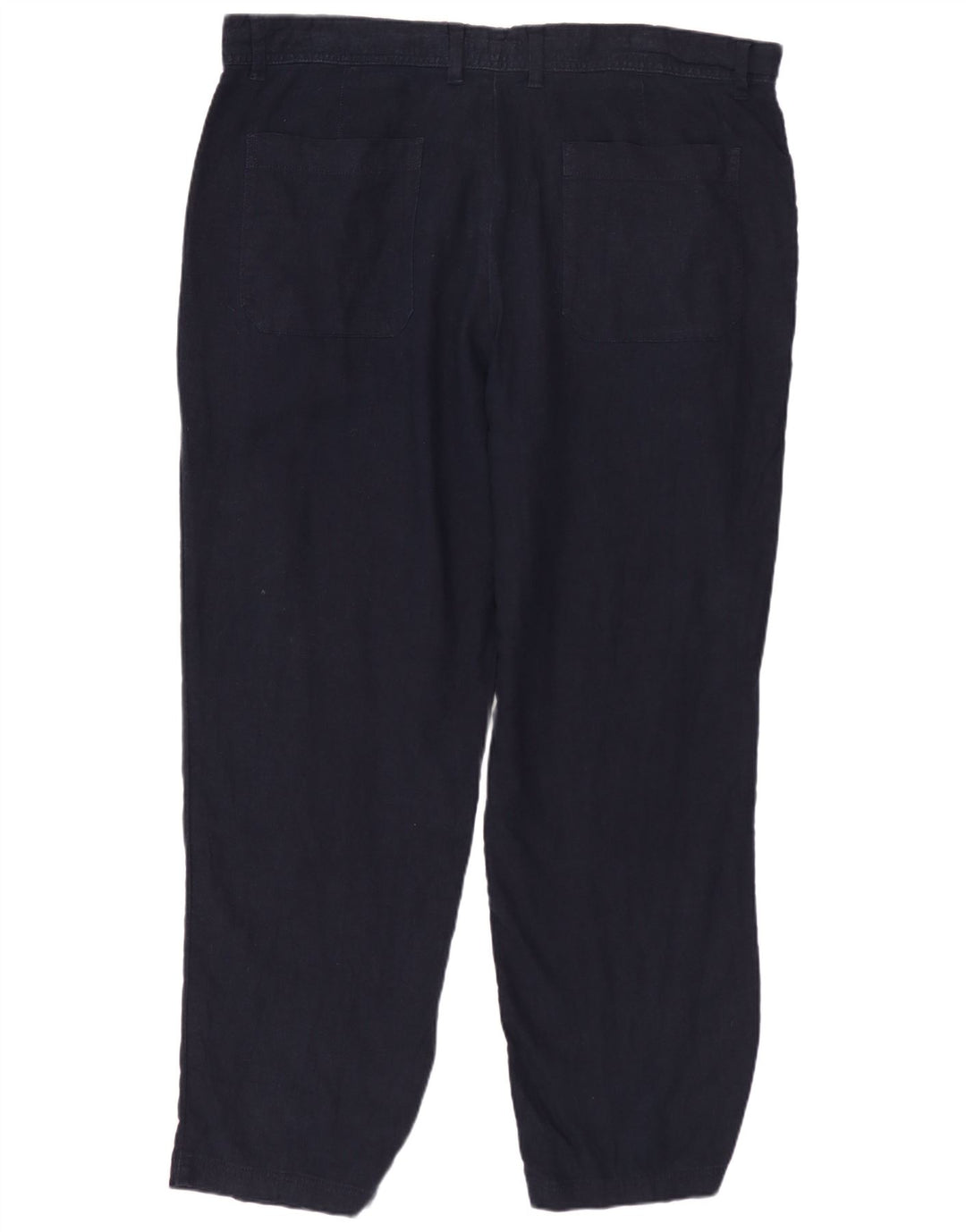 MARKS & SPENCER Mens Regular Fit Chino Trousers W38 L29 Navy Blue Linen