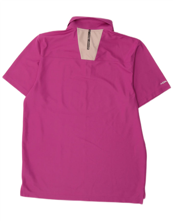 Under Armour Mens Heat Gear Polo Shirt Large Purple Polyester