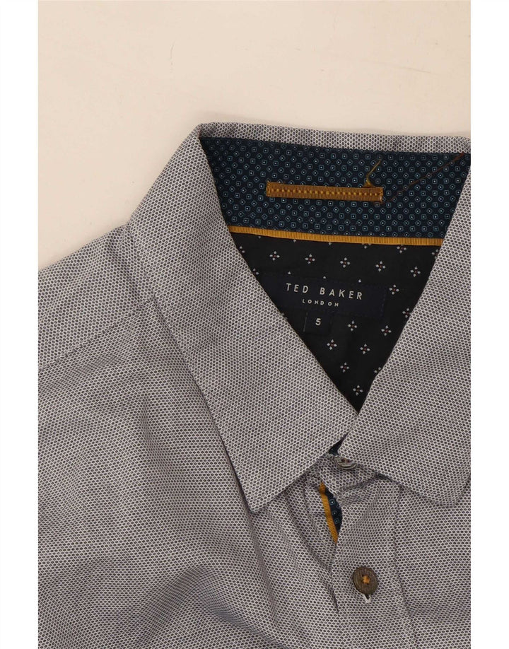 Ted Baker Mens Shirt Size 5 XL Grey Spotted Cotton