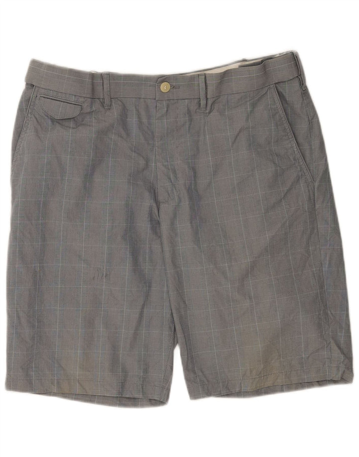 Marks & Spencer Mens Chino Shorts W36 Large Grey Check Cotton