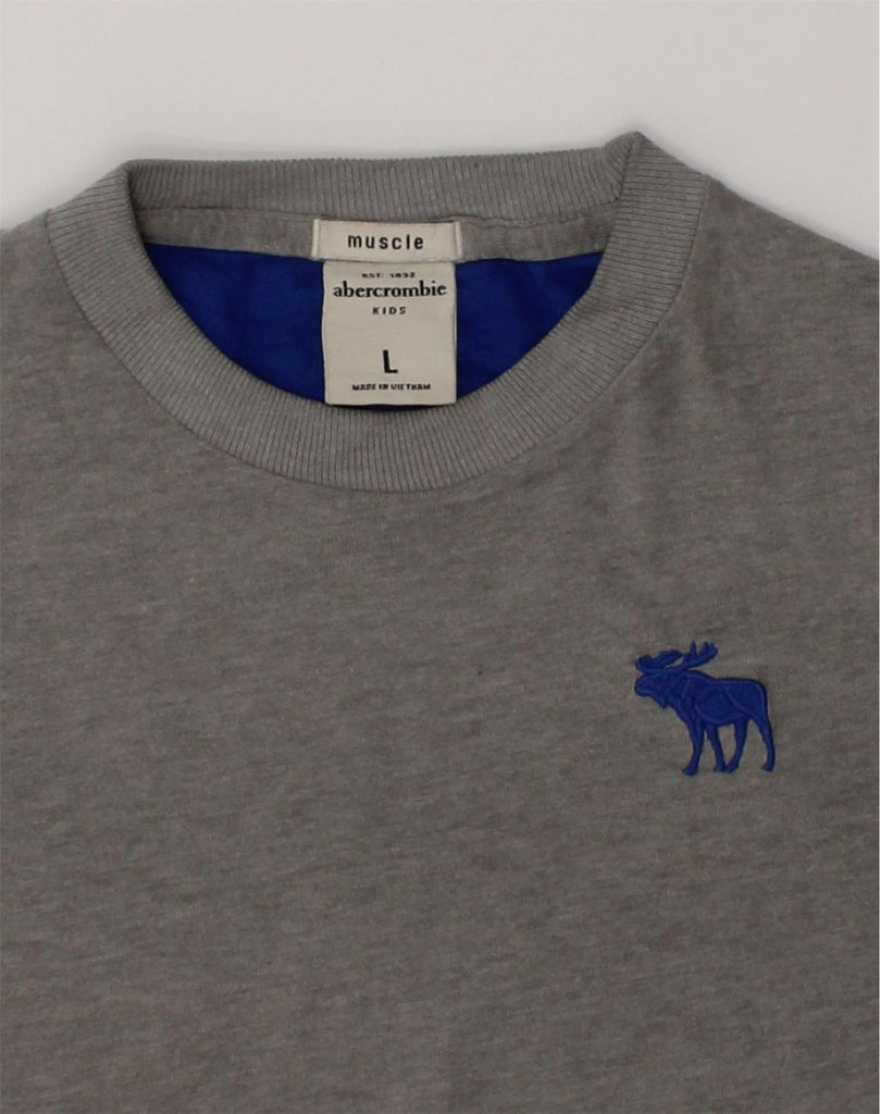 ABERCROMBIE & FITCH Boys Muscle T-Shirt Top 12-13 Years Large Grey Cotton | Vintage Abercrombie & Fitch | Thrift | Second-Hand Abercrombie & Fitch | Used Clothing | Messina Hembry 