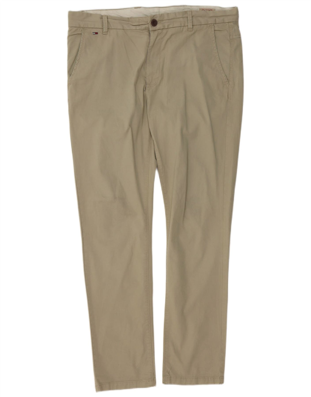 Tommy Hilfiger Mens Slim Chino Trousers W36 L32 Khaki Cotton