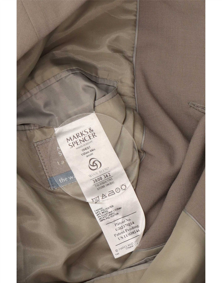 Marks & Spencer Mens 3 Button Blazer Jacket UK 44 XL Beige Polyester