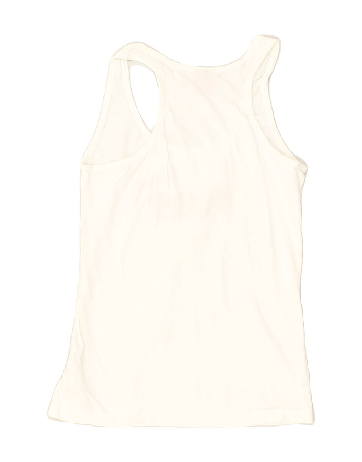 PUMA Womens Graphic Vest Top UK 8 Small  White Cotton | Vintage Puma | Thrift | Second-Hand Puma | Used Clothing | Messina Hembry 